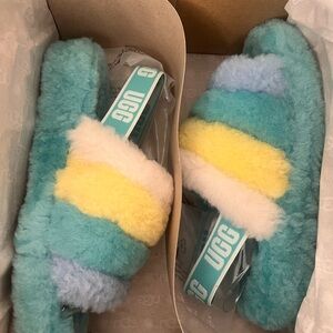 UGG Fluff Yeah Slide - Blue, Yellow, White